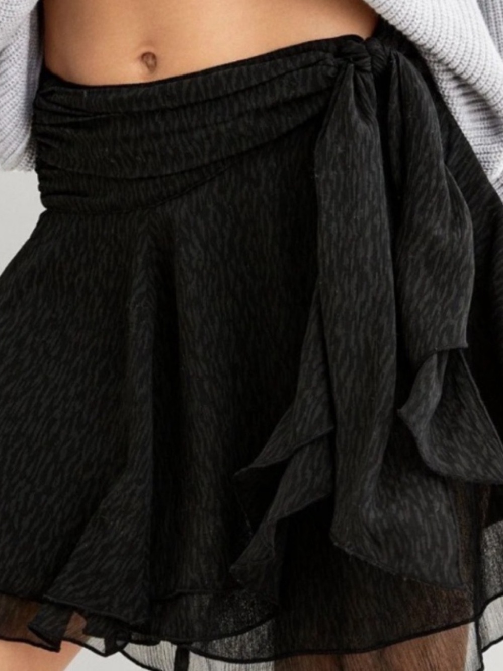 aerie Black Layered Tie-Waist Mini Skirt